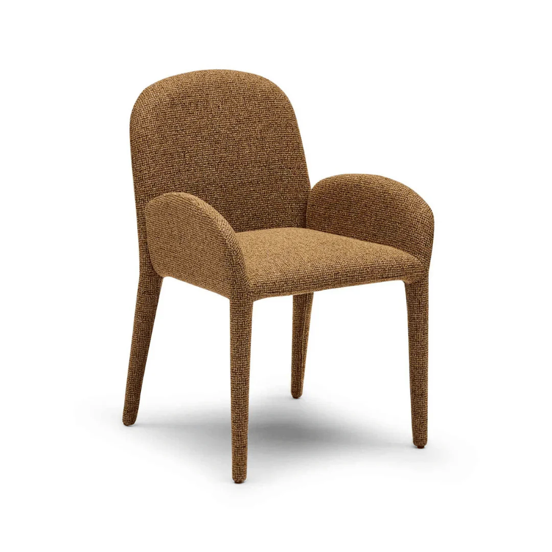 Metal Dining Chair with Curved Back and Upholstered for Dining Room