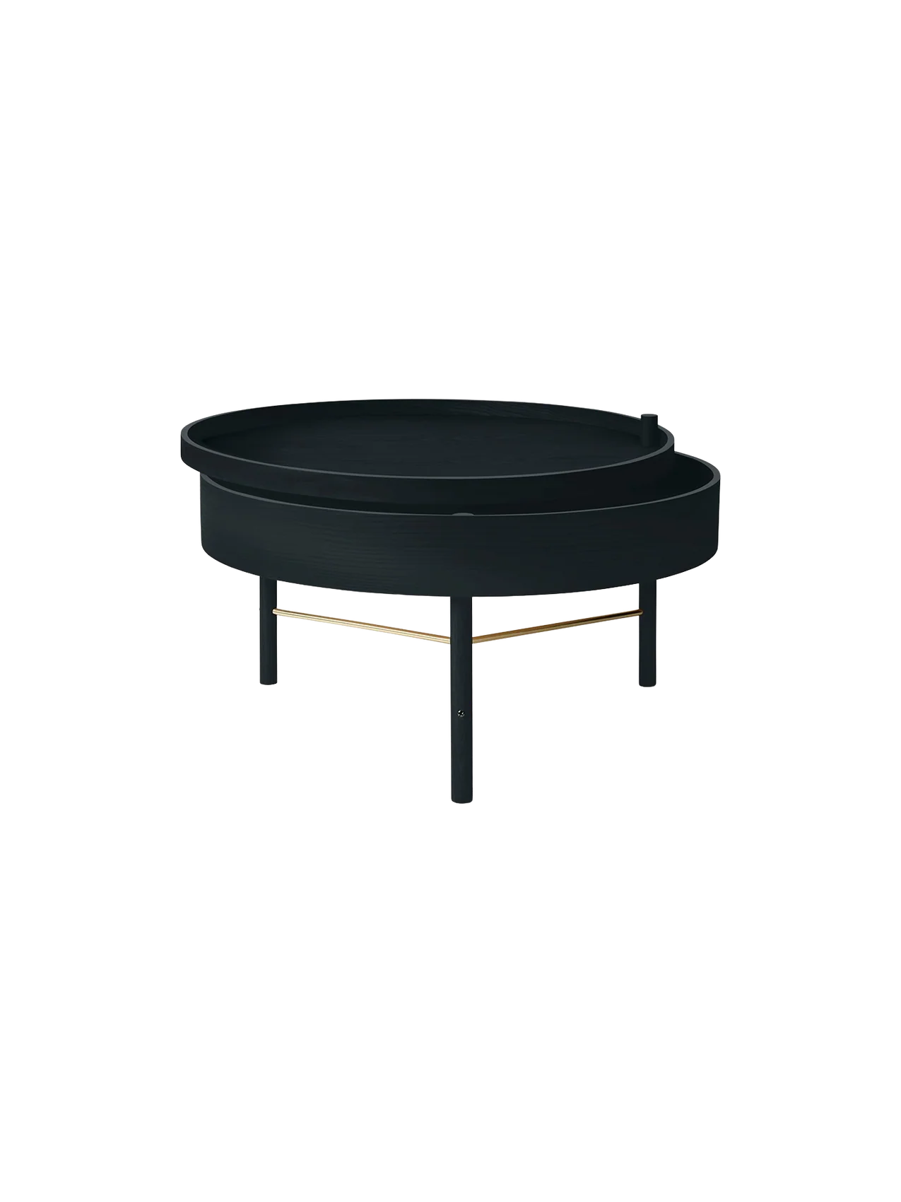 Modern Wood Side Table with Rotating Lid Storage Compartment for Living Room