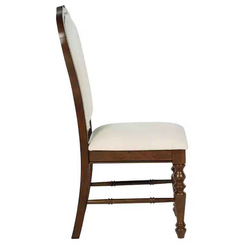 GDFStudio Bennett Upholstered Fabric and Wood Dining Chairs with Rounded Backs and Turned Legs (Set of 2)