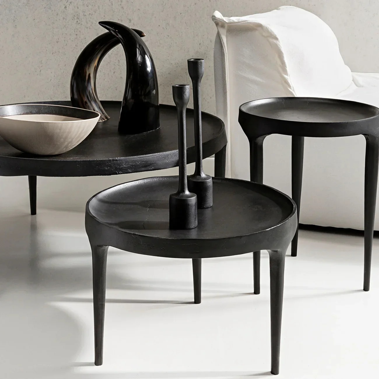 Matt black Metal Side Table for Living Room