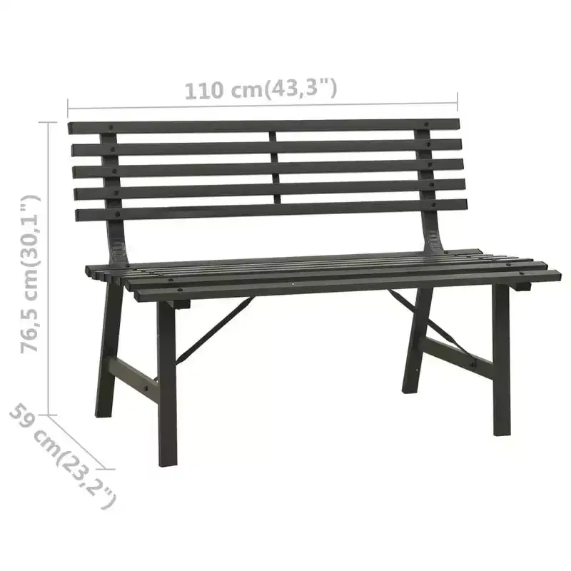 vidaXL Garden Bench Black Powder-coated steel Large Durable