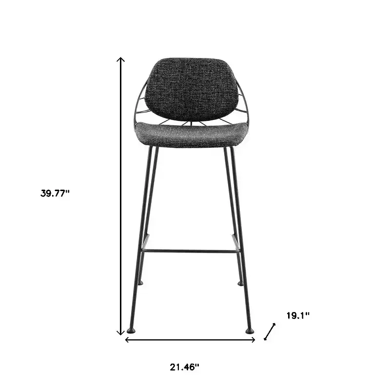HomeRoots Set of Two 30 Black Steel Low Back Bar Height Bar Chairs