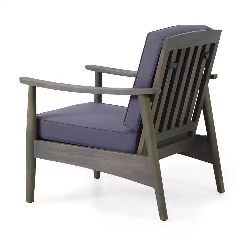 Willowbrook 2pc Acacia Wood Club Chairs - Gray/Dark Gray - Christopher Knight Home