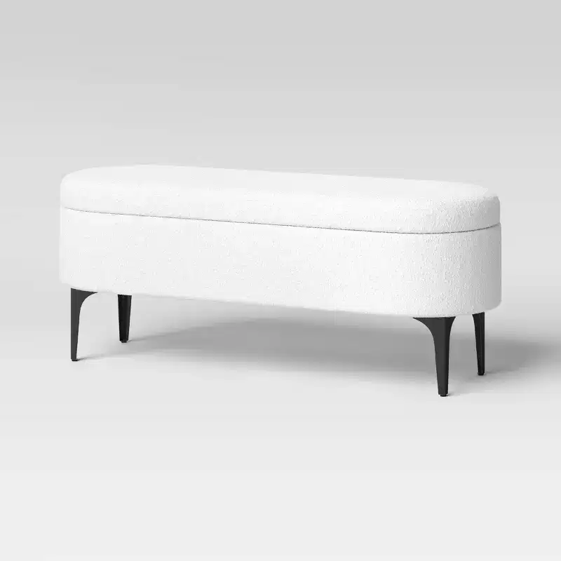 Storage Bench with Metal Legs Cream Boucle - Threshold
