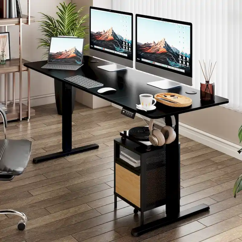 Futzca Height Adjustable Electric Standing Desk Sit Stand Computer Stand up Desk with Splice Board