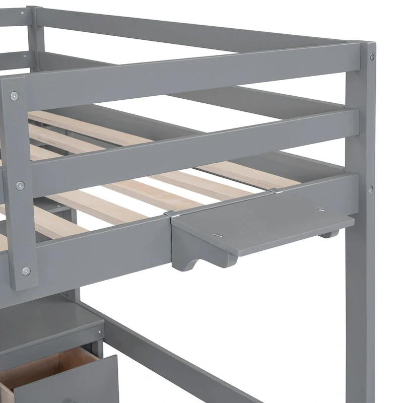 Loft Bed with Desk, Cabinets