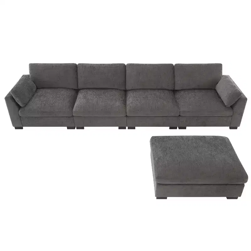 Merax 5-Seat Chenille Upholstery L-Shaped Modular Sectional Sofa