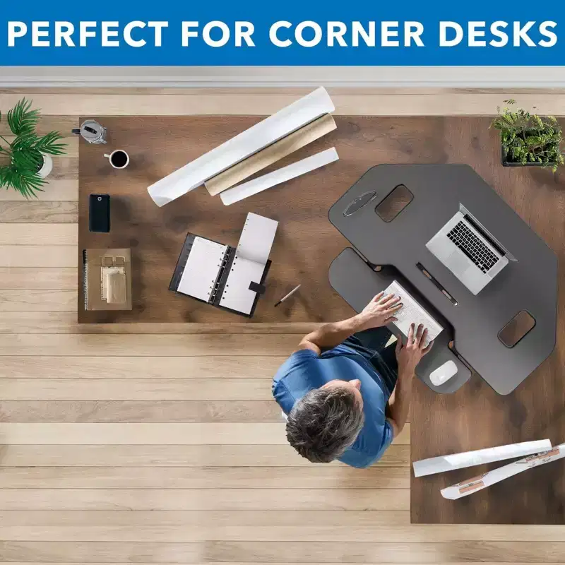 Mount-It! Corner Sit Stand Desk Converter, Black
