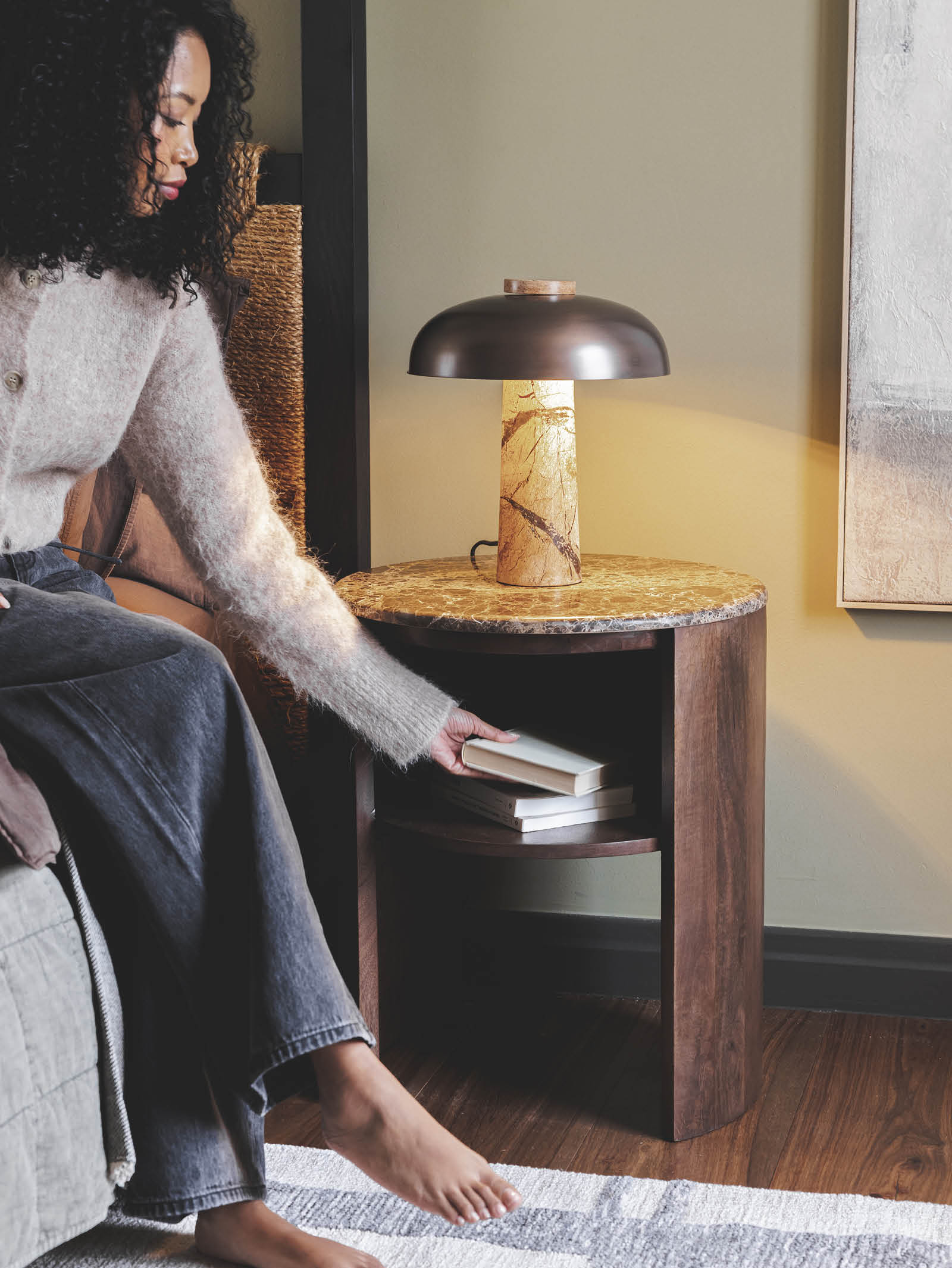 Marble Nightstand for Bedroom