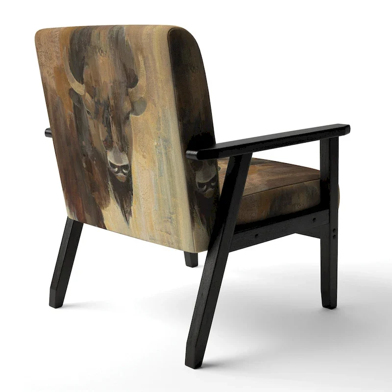 Designart Into The Wild Gold Buffalo Upholstered Modern Farmhouse Accent Chair - Arm Chair