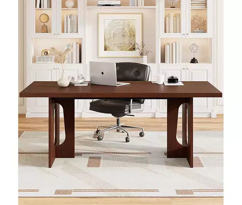 71 Long Dining Table for 6-10 People - Kitchen Table with Extra Thick Tabletop, Rectangular Table for Dining Room, Office, Walnut