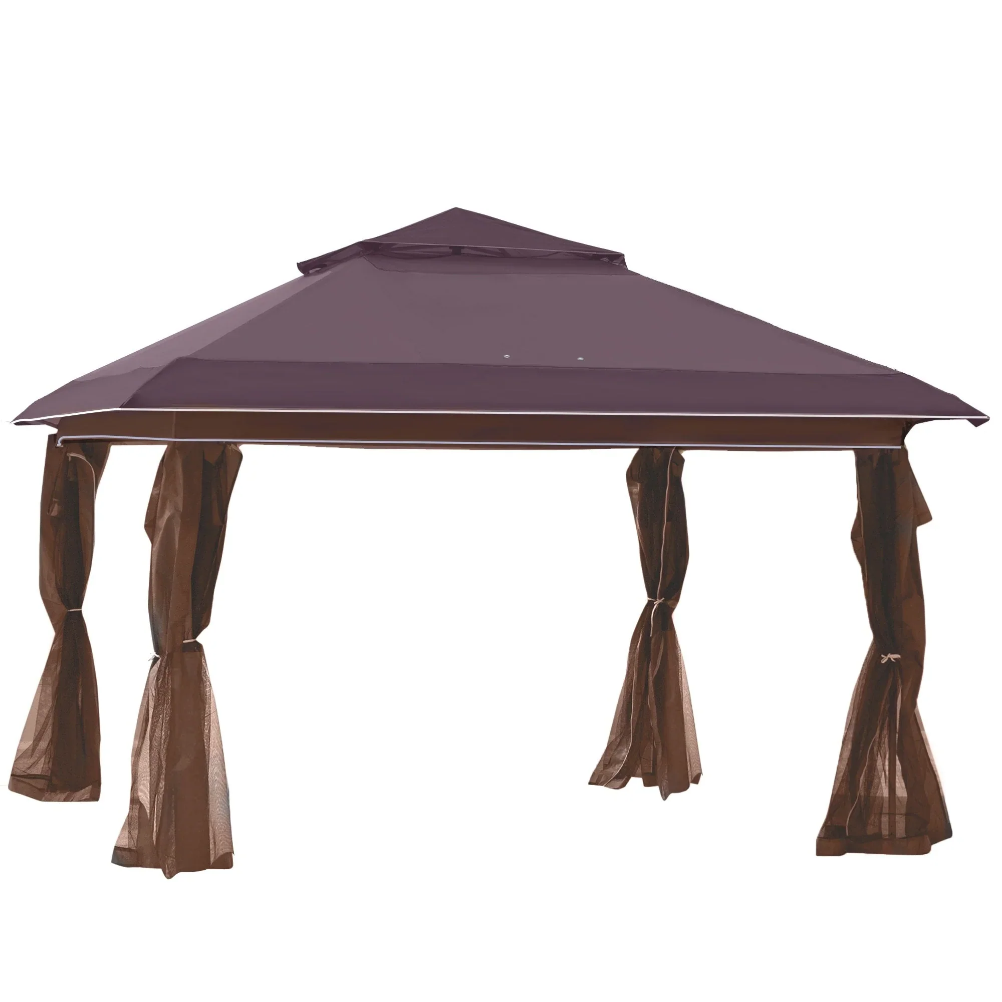 Outsunny 12 x 12 Pop Up Canopy Sun Shade Instant Tent Folding with Mesh Sidewall Netting, 3-Level Adjustable Height