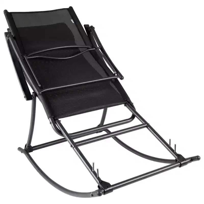 vidaXL Garden Chair Black Steel Standard Foldable Garden Chair