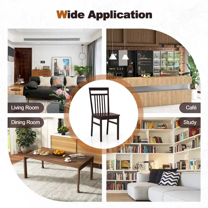 Costway Farmhouse Dining Chair Set of 2/4 Armless Wooden Chair with