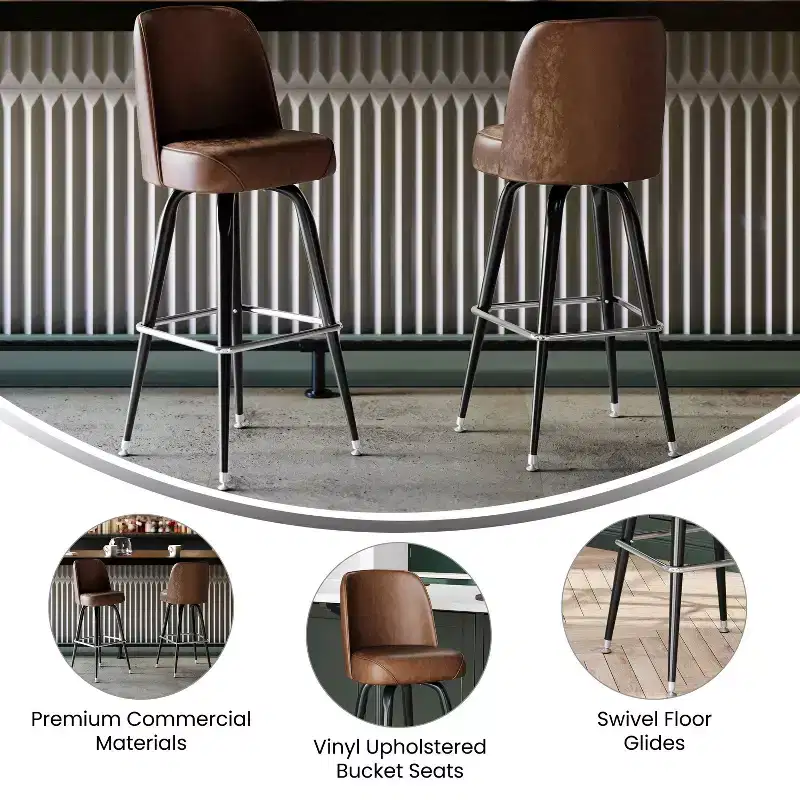 Emma and Oliver Metal Barstool with Swivel Bucket Seat