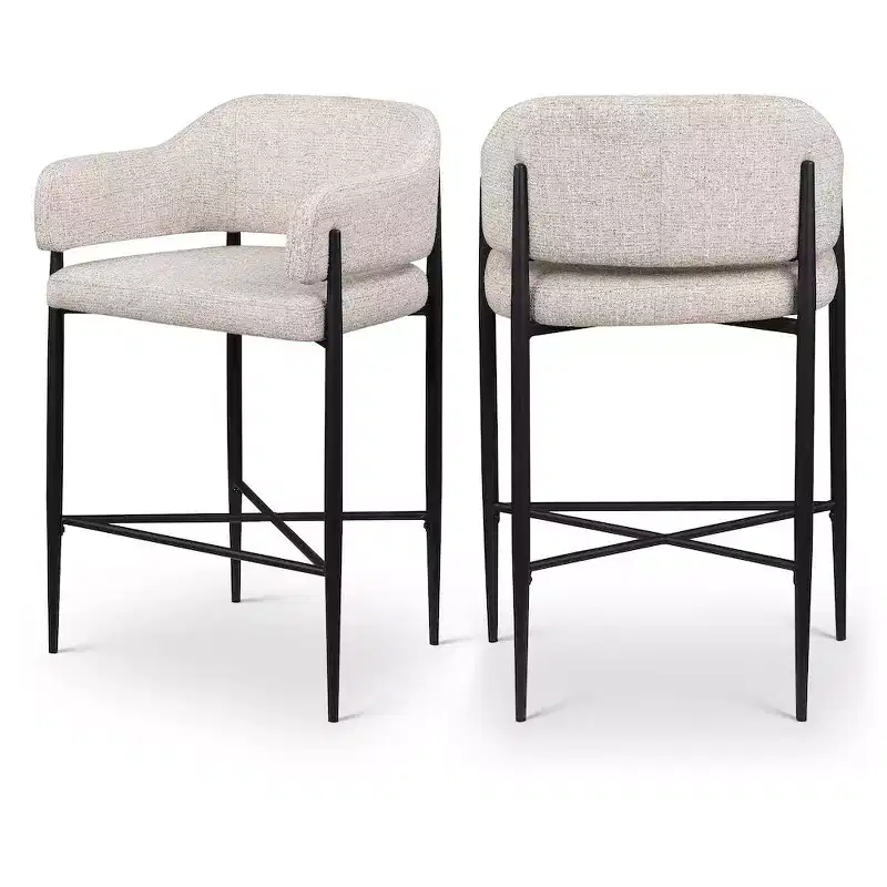 Meridian Furniture Dame Fabric Upholstered Counter Stool, Set of 2
