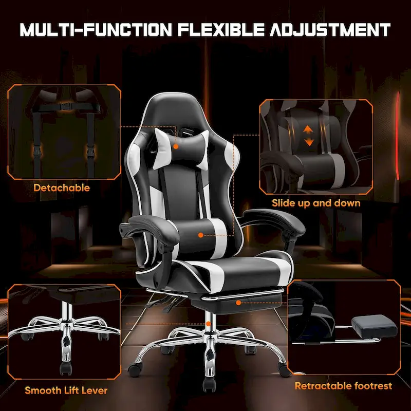PU Leather Swivel Game Desk Chair