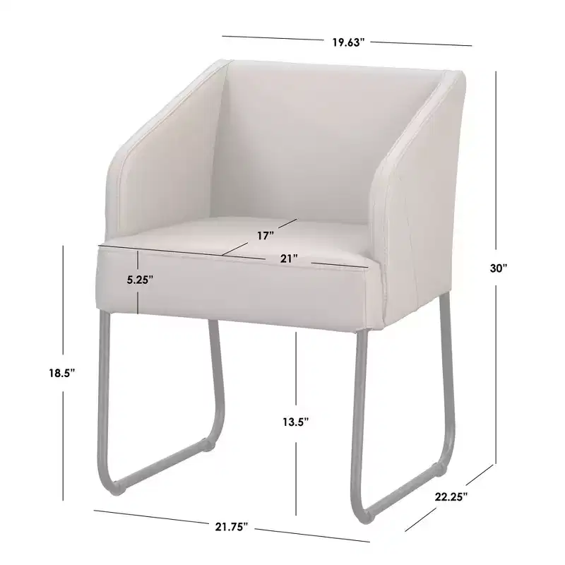 Modern Leather Dining Chair, Khaki
