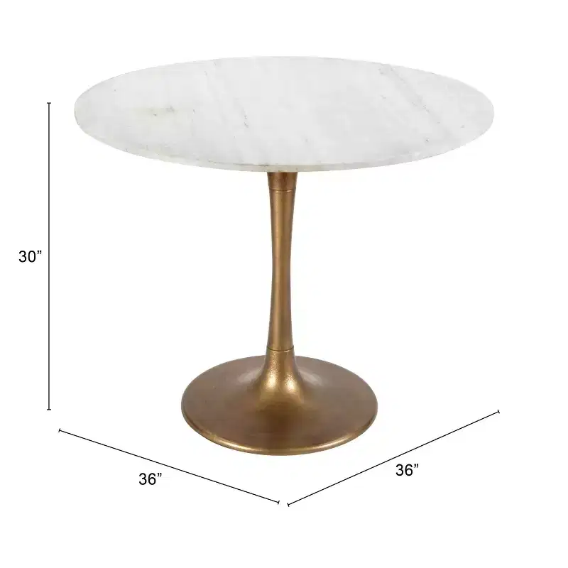 Dining Table White/Gold - ZM Home