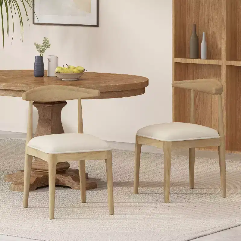 GDFStudio Covey Mid-Century Modern Fabric Upholstered Wood Dining Chairs (Set of 2)