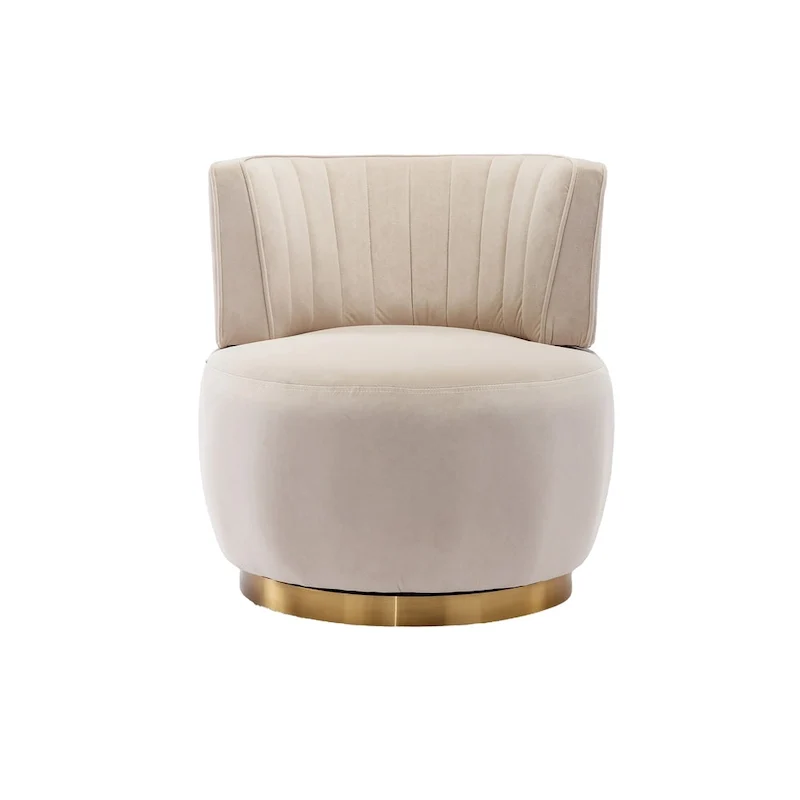 HOMEFUN Velvet Upholstered 360 Degree Swivel Armless Round Barrel Chairs