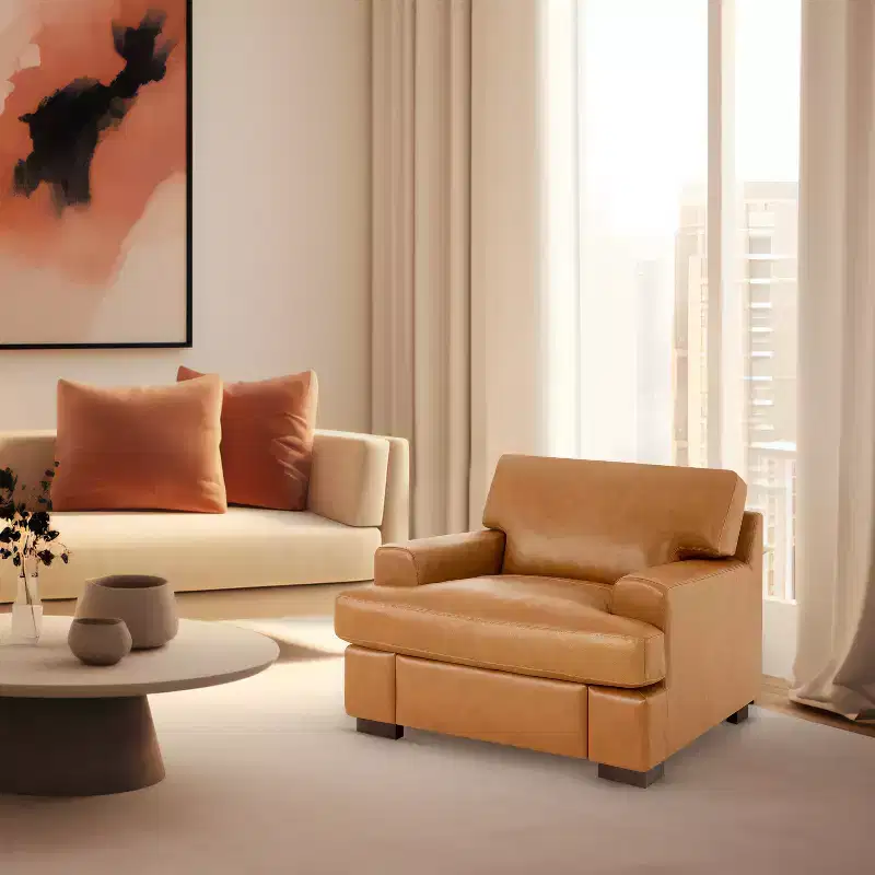 Genuine Leather Accent Chair