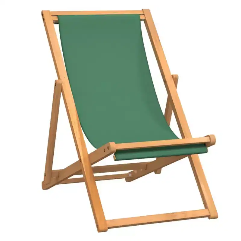 vidaXL Beach Chair Solid Teak wood, fabric Foldable Beach Chair
