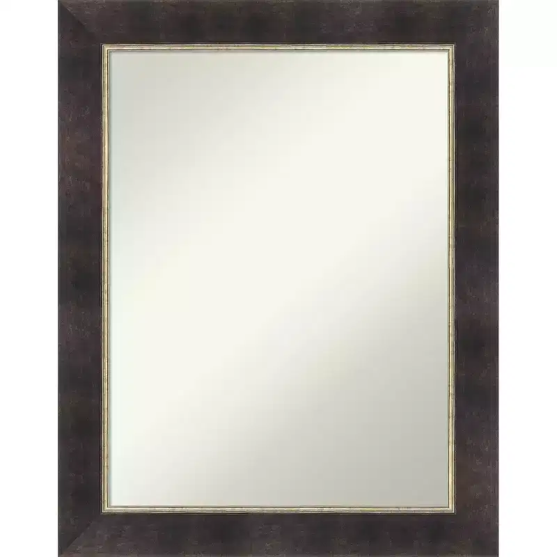 Amanti Art Odin Antique Bronze Non-Beveled Wood Framed Bathroom Vanity Wall Mirror