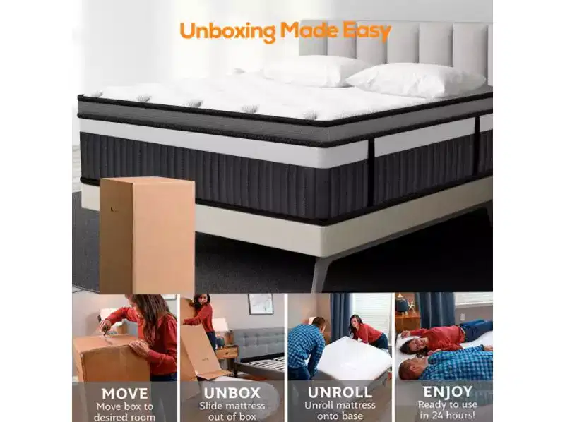 Clearance Mattress Queen Medium 14 in. Bed-in-a-Box White