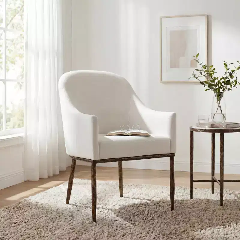 Christopher Knight Home Ekasit Modern Iron Upholstered Accent Chair with Forged Pewter Metal Legs