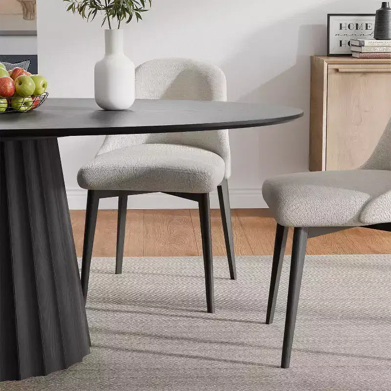 67-Inch Nordic Style oval Solid Wood Dining Table, Modern Simple Home Restaurant Large Round Table, Light Luxury Design