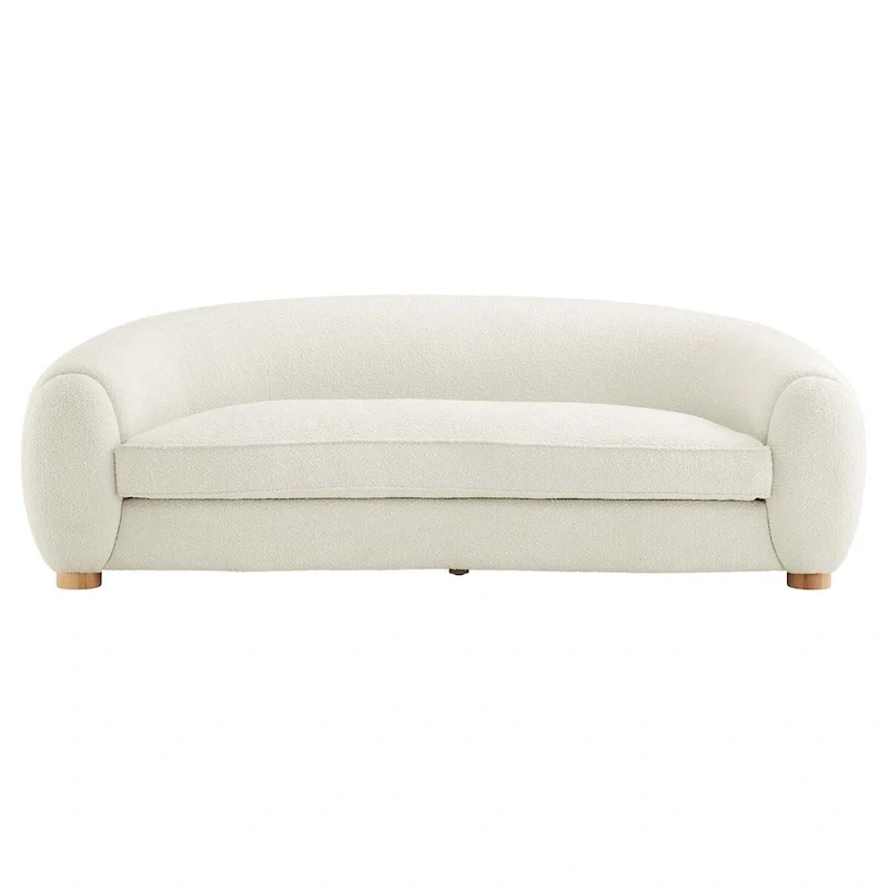 Contemporary Boucle Upholstered Sofa with Dense Foam and Beech Wood Legs