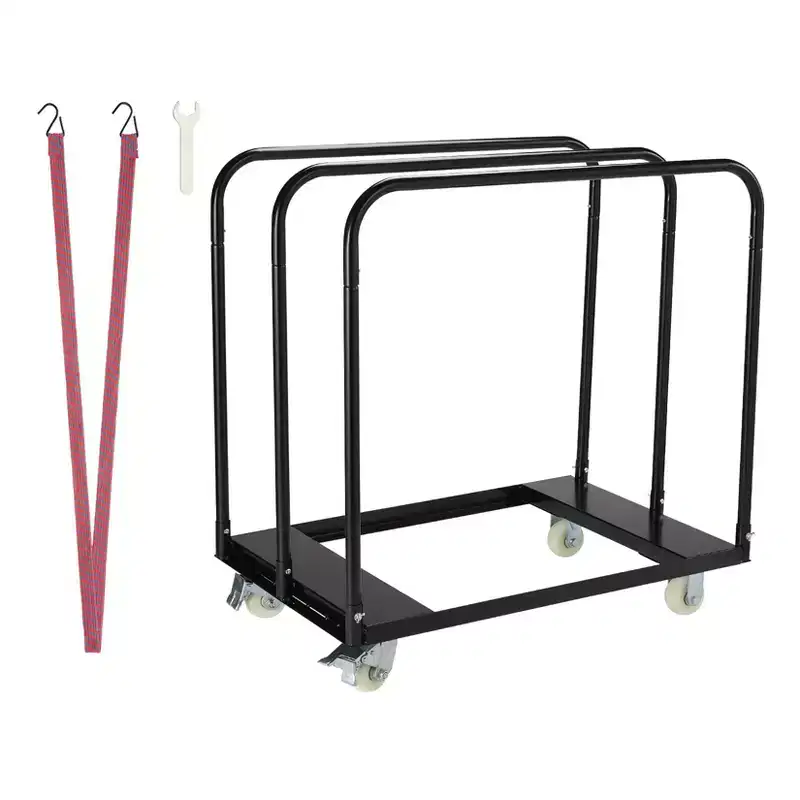 Black Steel Drywall Panel Cart, 1500LBS, 4-Wheel, 1-Person Use