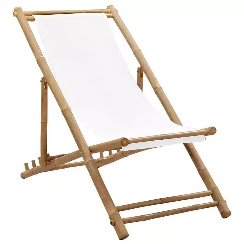 vidaXL Sun Lounger Bamboo Medium Collapsible Folding Sun Lounger