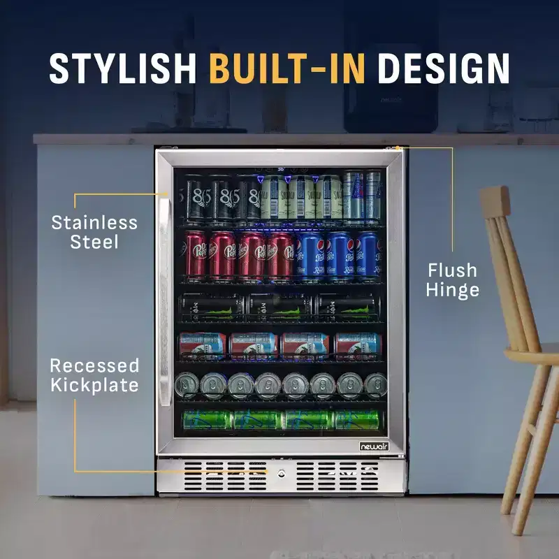 Newair 177-Can Built-In Beverage Fridge in Stainless Steel - 24