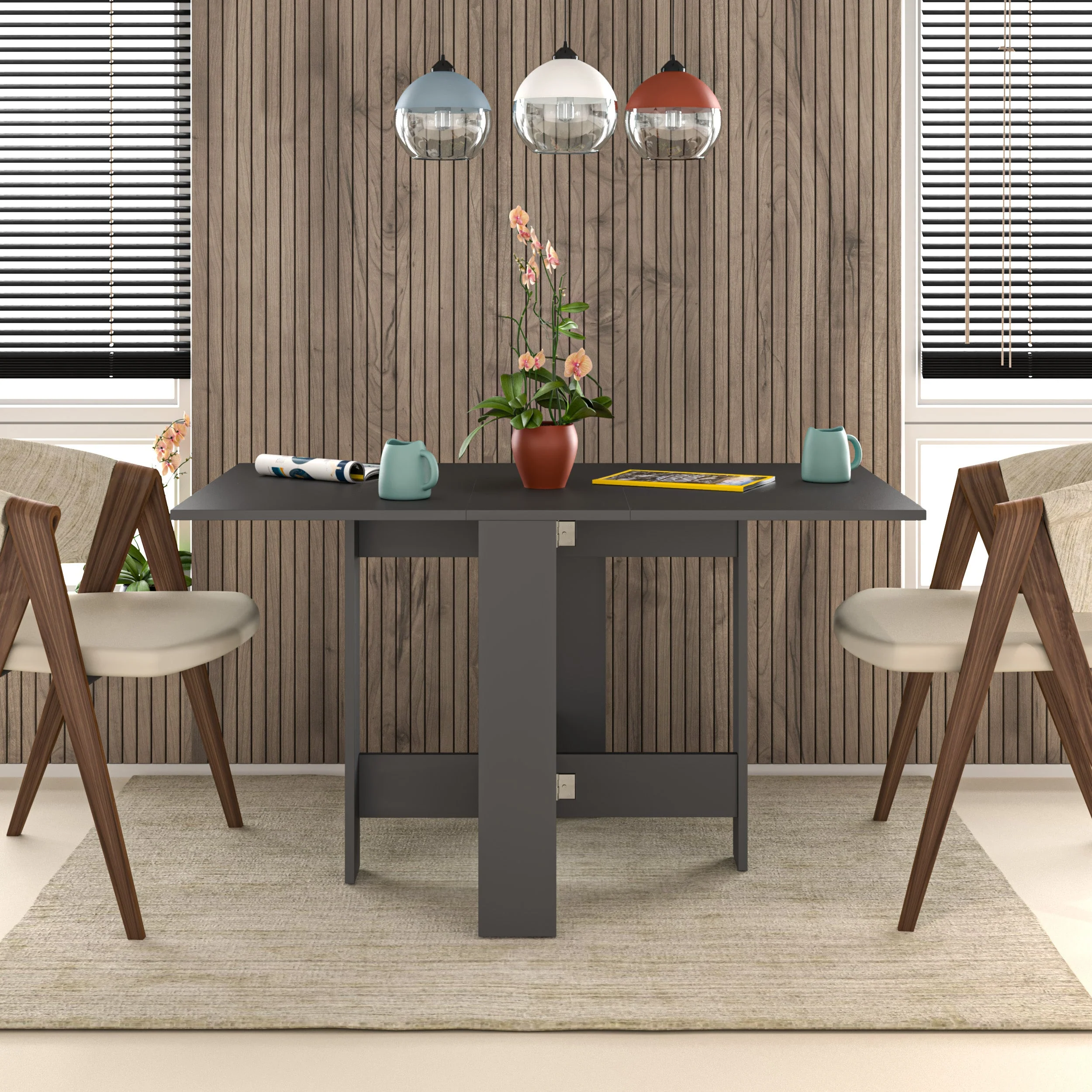 Dining Table – Foldable – Anthracite Finish