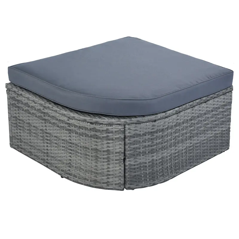 Modular Daybed Sunbed Patio Canopy Bed Wicker Conversation Set