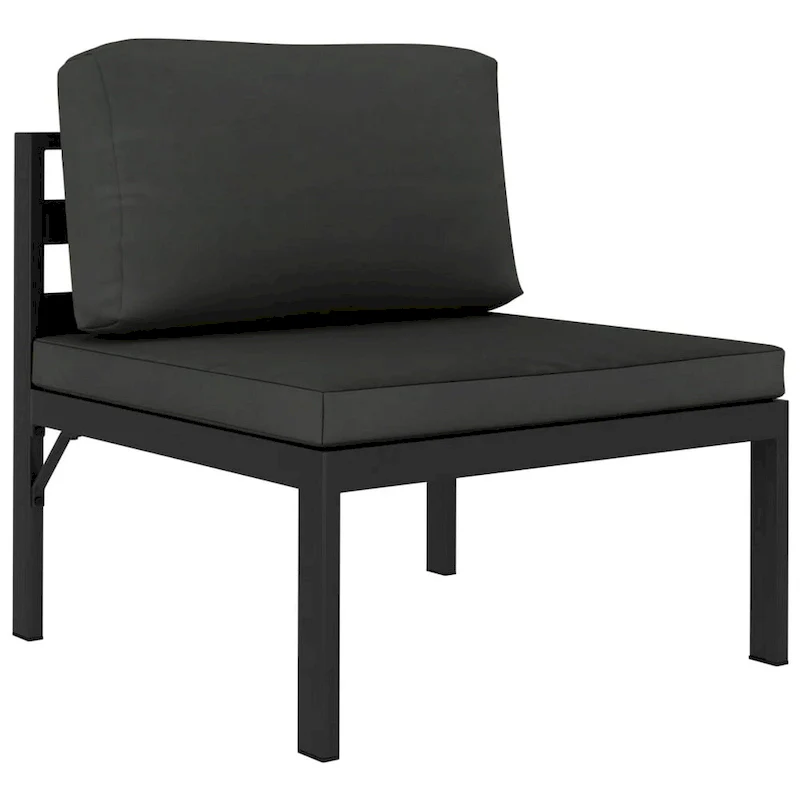Shina 3pc Outdoor Modular Sofa Set, Black Metal, Dark Gray Cushions