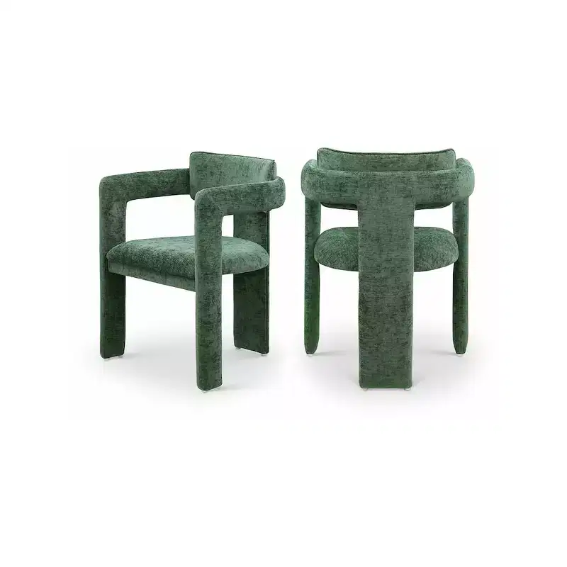 Meridian Furniture Brenda Green Chenille Fabric Dining Chair, Set of 2