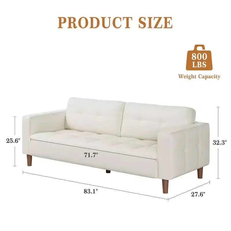 Beige/Black/Blue/Brown/Green Faux Leather 3-Seater Sofa, 83