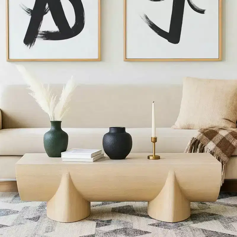 Royal Hampton Coffee Table | 48 Log Design | Natural Mango Wood Hand Crafted