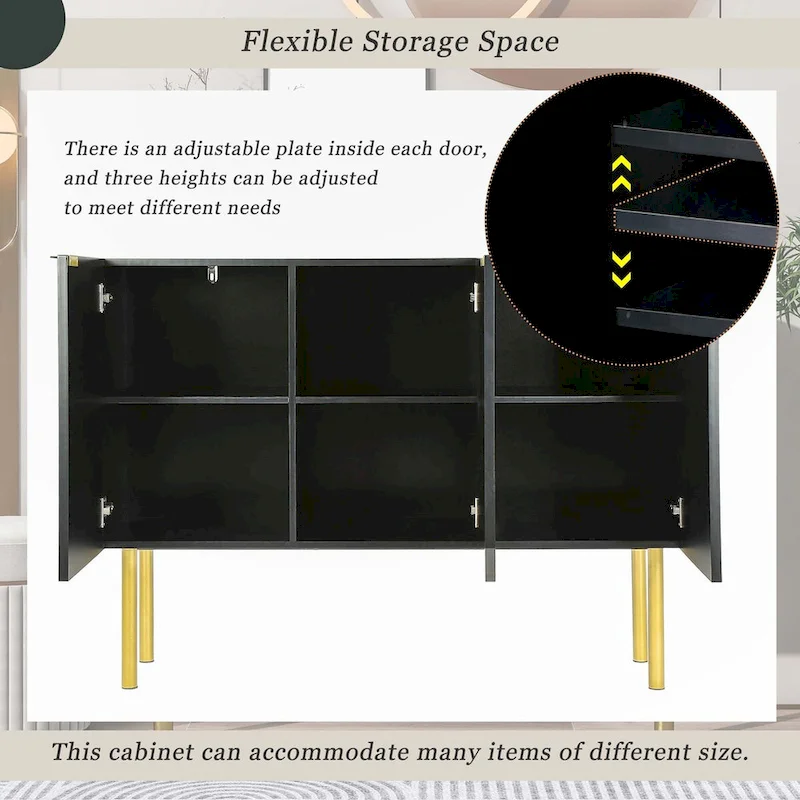 Luxury Style Sideboard with Gold Metal Legs