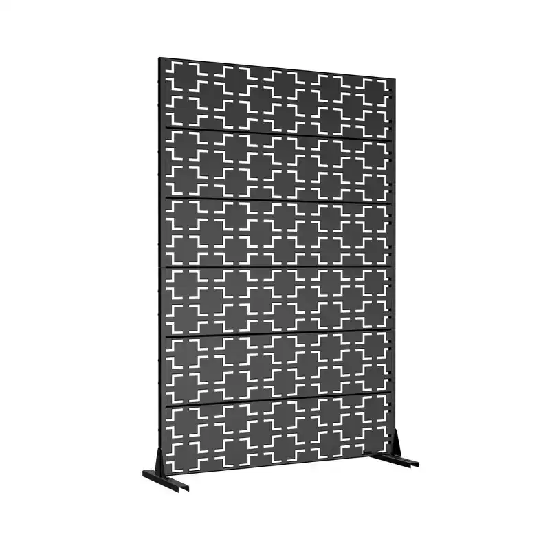 Square 01 Black Galvanized Steel Screen 183x120x40cm (6-Piece Set)