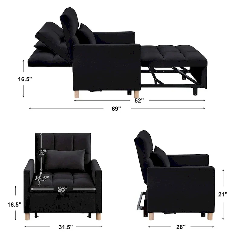 Aukfa Sleeper Chair Bed Convertible Single Sofa Chair with Pillow