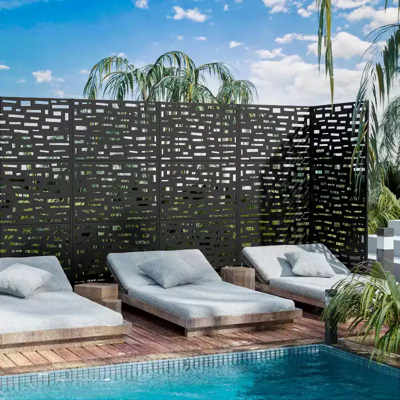 MAYEERTY 72 inch Room Divider Rectangle Privacy Screen with Galvanized Frame for Garden Patio Outdoor Black