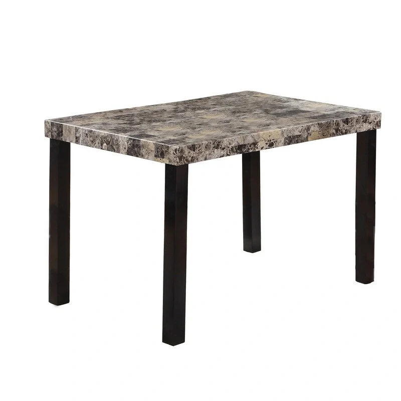 Brown Rectangular Faux Marble Dining Table, Seats 4