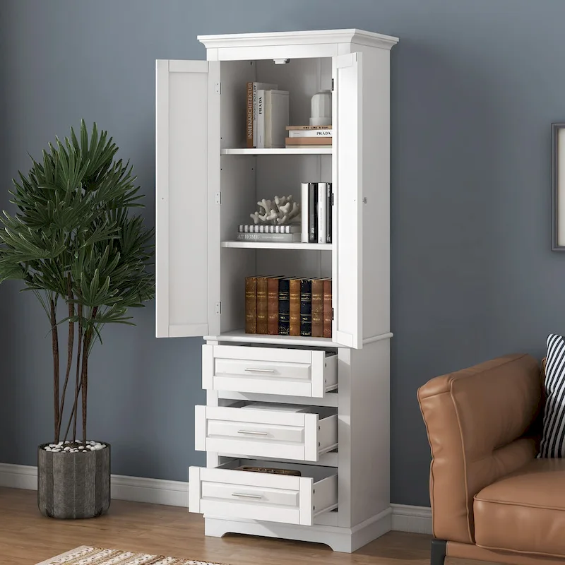24 x 15.7 x 70 Freestanding Bathroom Cabinet with 3 Drawers
