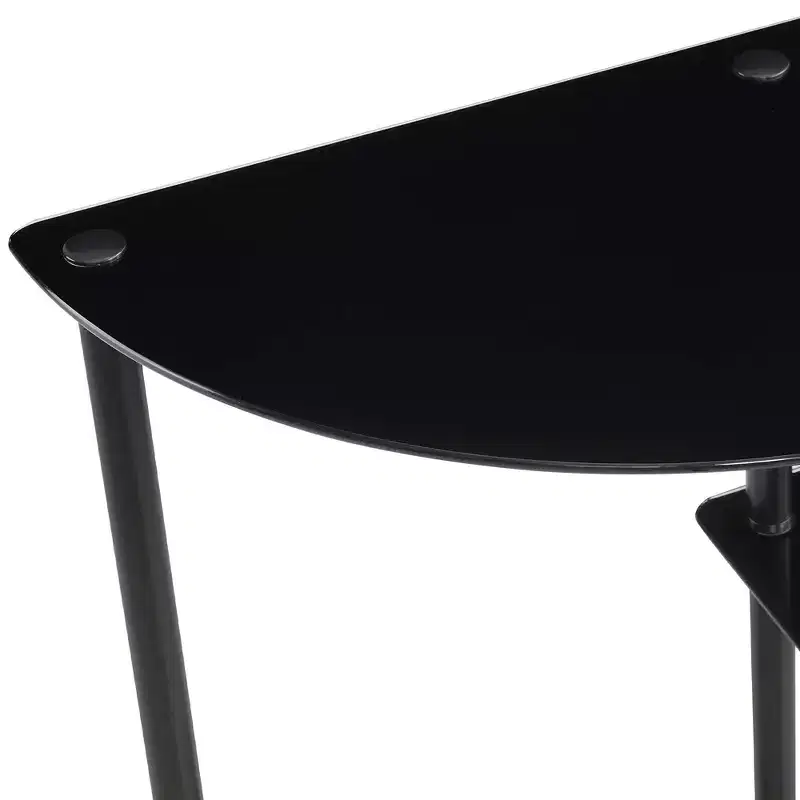 Breighton Home Designs2Go Classic Glass 3 Tier Display Entryway Hall Table in Black/Black