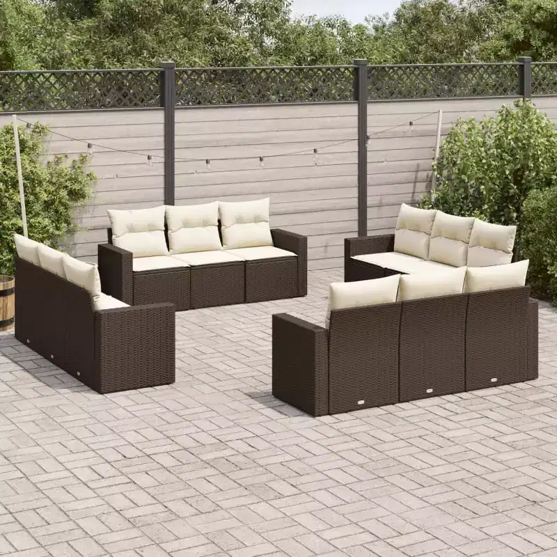 vidaXL Garden Sofa Set Black PE rattan, Powder-coated steel, Polyester