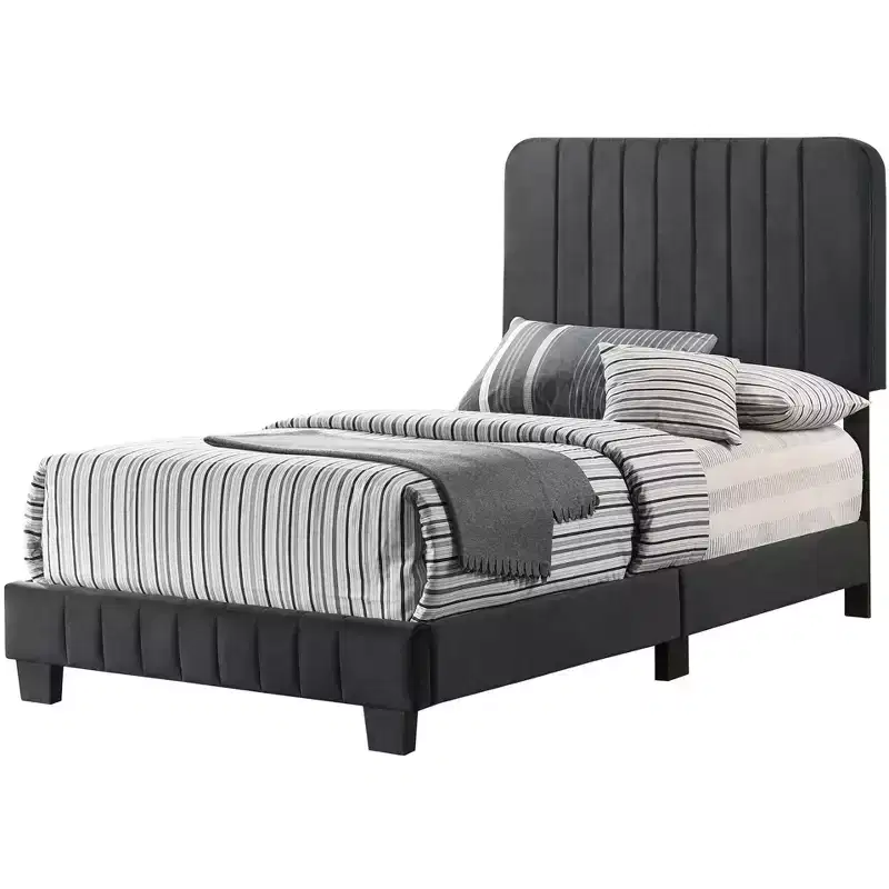 Velvet Channel Tufted Upholstered Twin Panel Bed